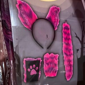 NWT Pink & purple Stripe Cat Kit with headband chocked & tail 3pc set role play